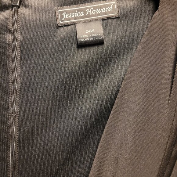 Jessica Howard Black Embellished Ruched Evening Dress Plus 24W EUC Lined 3X - Picture 7 of 14